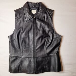 Black Leather Sleeveless Jacket